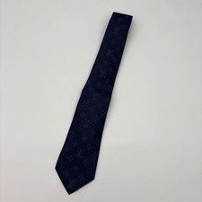 Louis Vuitton Navy Monogram Silk Tie Used