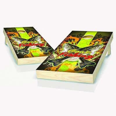 Cornhole Boards Skips Garage Gone Fishing Outdoor Lawn Game Portable Set