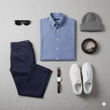 Van Heusen Button Front Shirt Blue White Stripe Regular Fit