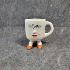 Vintage 1976 Mother Coffee Cup Whimsical Glam Mom 3"×4.25"( Minor Nose Chip)