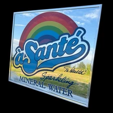 Vintage A Sante Mineral Water Mirror Rainbow 1980s Anheuser-Busch Sign Seltzer