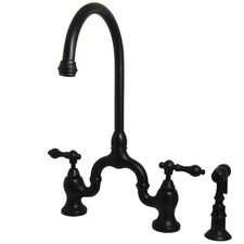 Kingston Brass KS7795ALBS English Country Kitchen Bridge Faucet with Brass Sp...
