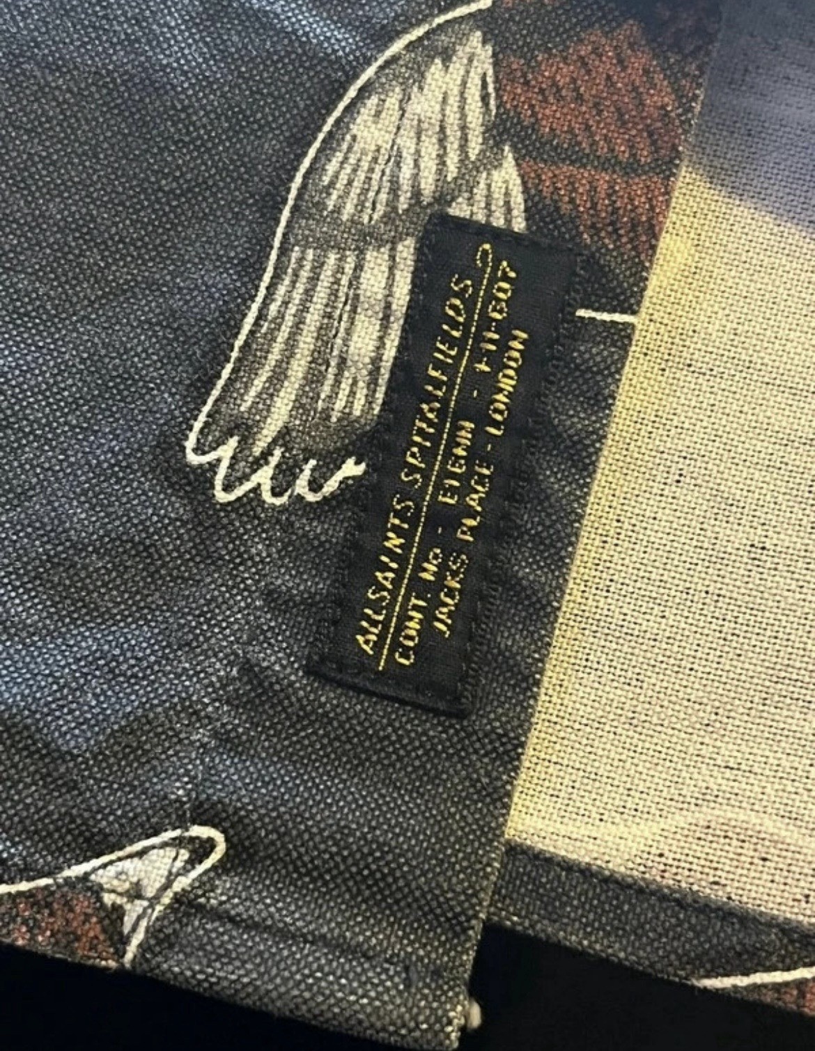 Mens All Saints shirt rare Triple Goose Bird Ls Print slim fit cotton Allsaints image 9
