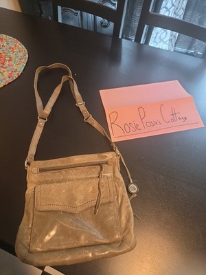 THE SAK Gray Leather Crossbody Shoulder Front Wallet