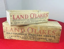 Vtg Land O’Lakes Wooden Cheese Boxes Lot 2lb 5lb Minneapolis Advertising Crates