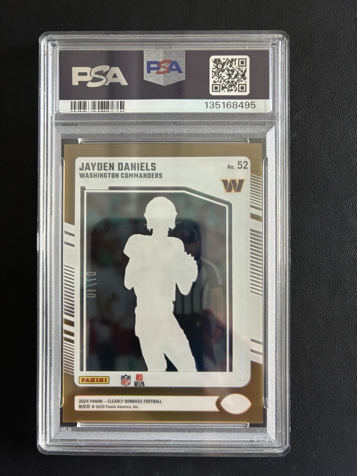 Panini 2024 Clearly Donruss Jayden Daniels Rated Rookie Gold /10 PSA 9 view 2