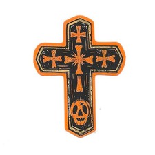 Halloween Cross Sticker Spooky Pumpkin Skull Vinyl Decal Gothic Autumn Decor