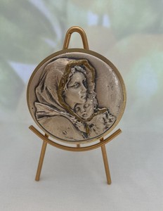 Vtg Virgin Mary Our Lady Of The Streets Plaque 2” Shrine Easel Back Silver ? 325