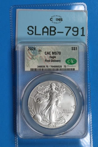 2024 SILVER AMERICAN EAGLE CAC MS70 FIRST  1oz 999 SILVER BULLION SLAB-791