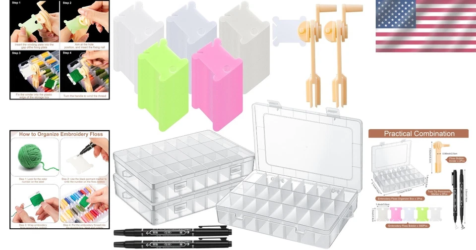 507 Pcs Embroidery Floss Organizer Kit - Colorful Storage Solution for Crafters - Image 2 of 4