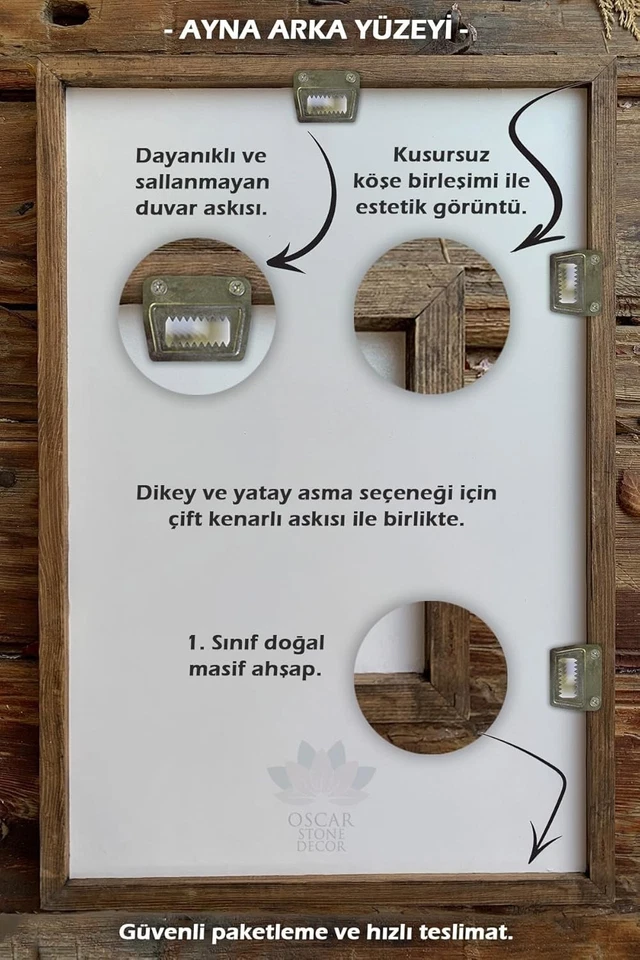 Espelho de parede mosaico artístico com moldura elegante - 53x73cm, delícia para decoração de casa - Imagem 4 de 4