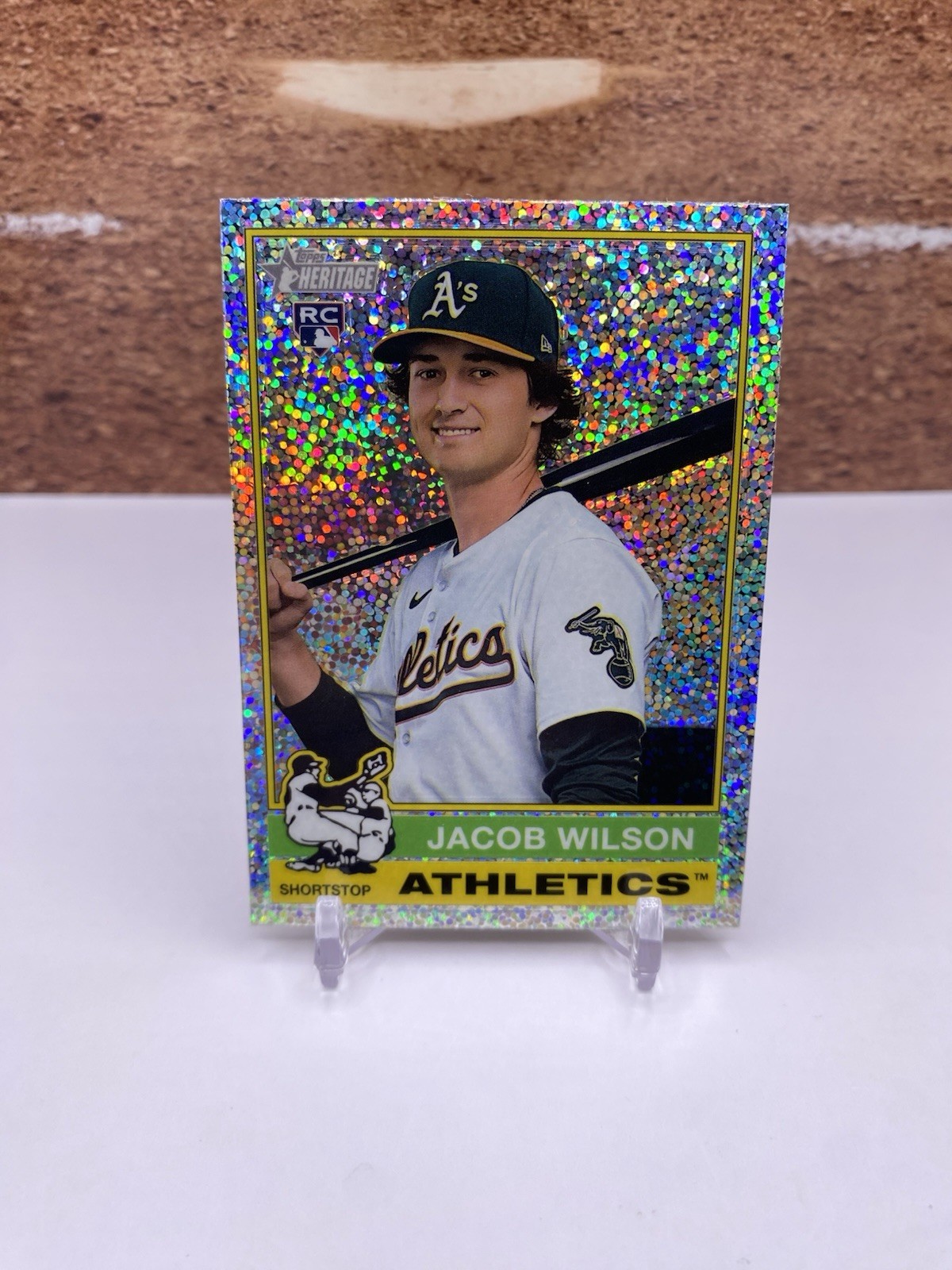 2025 Topps Heritage Jacob Wilson Silver Sparkle Chrome SP RC #15 Athletics