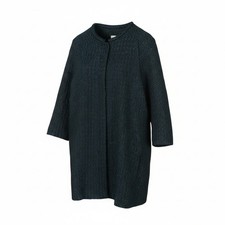 MARINA RINALDI Manteau Femme EU48 Noir Brillant Pailleté Brodé À Motifs Mi