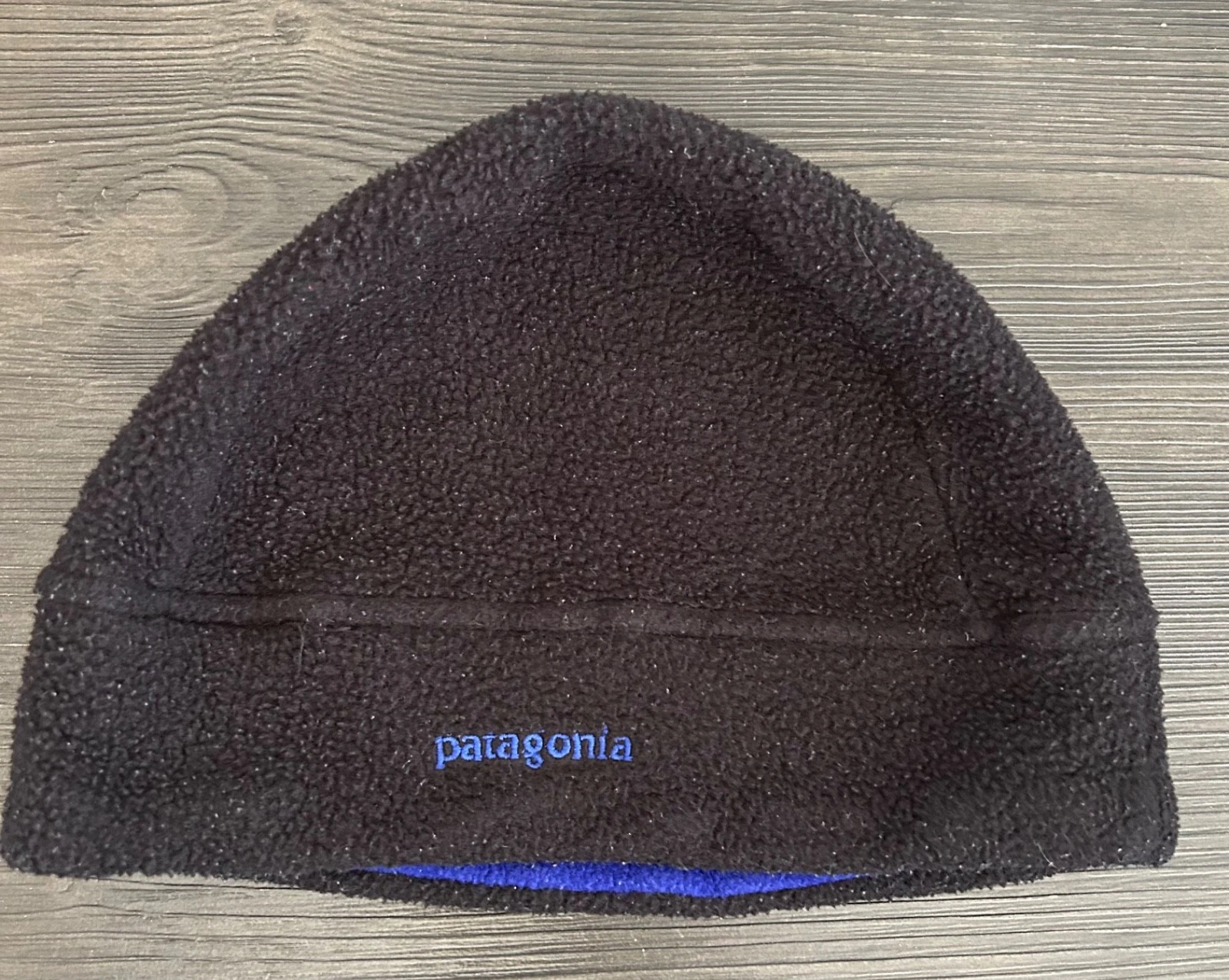 Vintage 90s Patagonia Black Synchilla Fleece Beanie Outdoor Hiking Medium USA