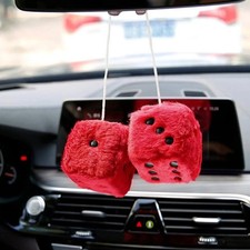 1 Pair Car Pendant Fuzzy Dice Plush Hanging Rear View Mirror Front Decoration