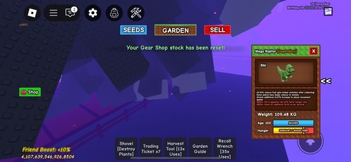 🌱Grow a Garden🌱| Godly Huge Raptor 109kg+ | eBay