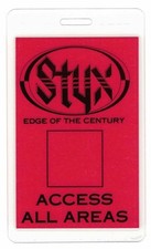 Styx Edge Of The Century Tour 1990. Laminate Access All Areas Backstage Pass