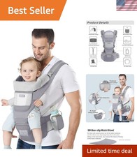 Ergonomic 6-in-1 Baby Carrier with Hip Seat - Newborn to Toddler 7-45lbs 
