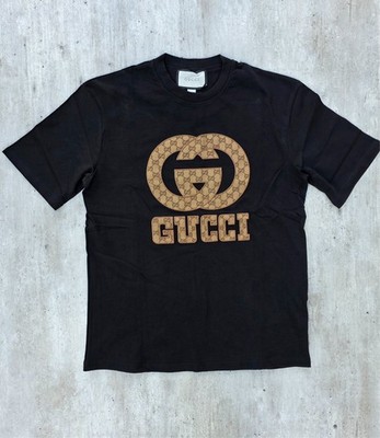GUCCI T-shirt Mens Color Color Black Short Sleeve Embroidered Size 2XL Regular