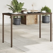 Outdoor Patio Rectangular Poly Rattan Garden Dining Table With Glass Top Tables