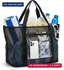 Extra Large Mesh Beach Bag with Zipper Pocket,Quick Dry Tote