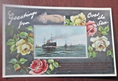Postkarte Grüße vom Überseeschiff etc. um 1900/10