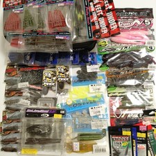 Bass Soft Plastic Lure Fishing Set w Storage Box Hooks Small Parts