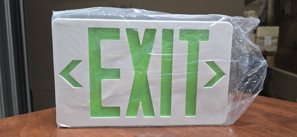 WHITE EXIT SIGN GREEN LETTER EMERGI LITE ELXN400GN SELF POWERED