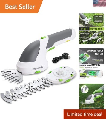 2-in-1 Electric Grass Trimmer & Shrub Shear - Cordless, USB-C Charging Included