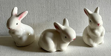 Vintage Miniature White Rabbit Bunny Porcelain Pink Nose Mini Doll House 3pc ECU Vintage Miniature White Rabbit Bunny Porcelain Pink Nose Mini Doll House 3pc ECU