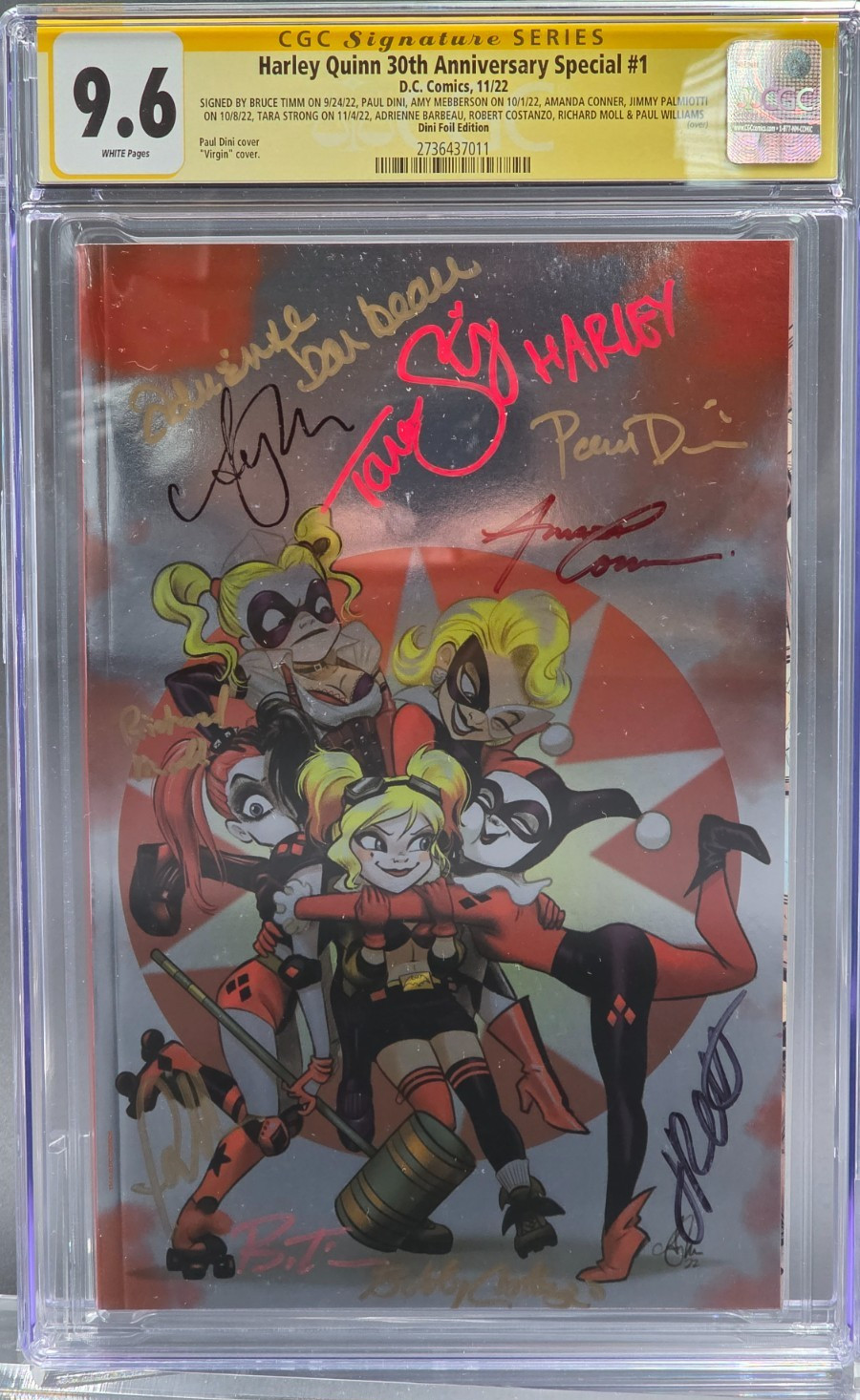 🤡HARLEY QUINN 30th DINI FOIL CGC 9.6 SIGNED 9x Bruce Timm Tara Strong BTAS🦇
