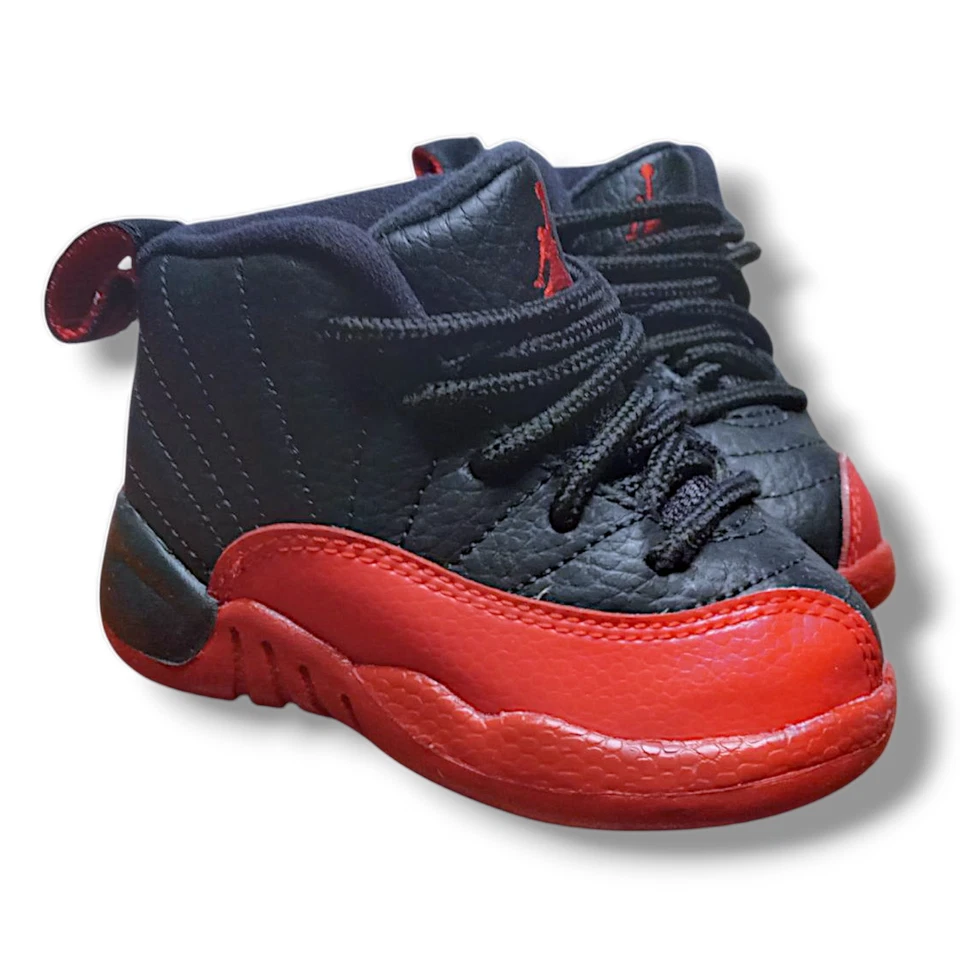 Nike Air Jordan 12 Retro TD Niño Pequeño Gripe Negro Rojo Zapatos Tenis 850000-002  Foto 3 de 4