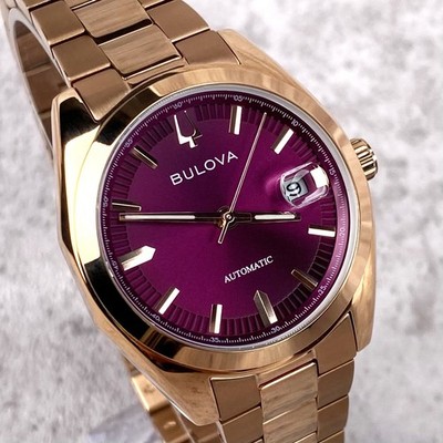Bulova Surveyor 39mm Rose Gold Purple Dial Automatic Men's Watch