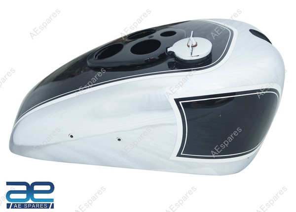 Schwarzer & Chrom Gas Kraftstofftank Passt FüR Triumph T90 Vor Kriegsmodell Ecs-image