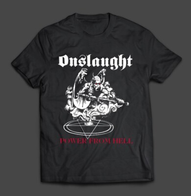 Vtg ONSLAUGHT   Power From Hell Heavy Cotton Black All Size Unisex Shirt