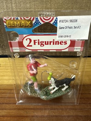 Lemax Christmas Village Figures Game of Fetch Man plays with Dog in Park 2 pcs-b