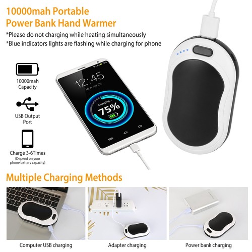 Portable Hand Warmer 10000mAh Power Bank Rechargeable Double-Sided Pocket Warmer - Picture 5 of 12