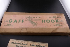 RARE Vtg Alliance Mfg Fishing Anodized  GAFF HOOK 3Pc W/Original Box No.400