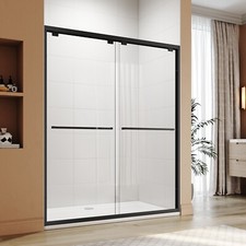 SUNNY SHOWER 60" W x 72" H Double Sliding Shower Doors 1/4" Tempered Clear Glass