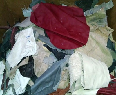 10 Pound Bulk Scrap Leather Trimmings 1 to 4 oz Cowhide Remnants Color Craft Mix