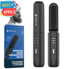 Beard Straightener for Men, Cordless Heated Beard Brush for Men, Electric Hot Co