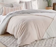 Image of Peri Home Colorblock Fringe 3-Piece Full/Queen Comforter Set New