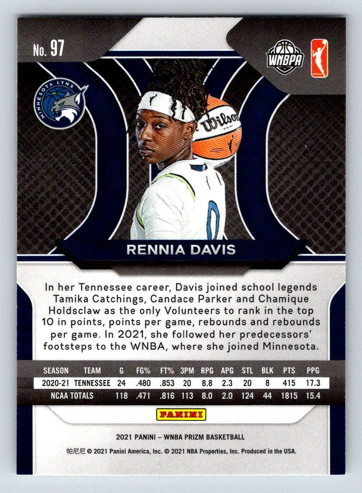 2021 Panini Prizm WNBA #97 Rennia Davis (ref 191137) - Image 2 of 2