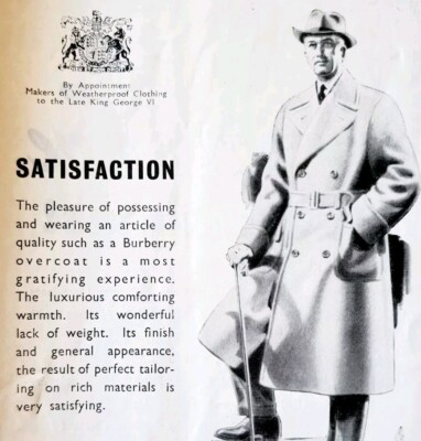 1952 Burberry Of London Overcoat Fashion Advertisement Sphere UK Import E91A