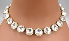 J Crew Anna Wintour Necklace Georgian Collet Riviere Rivoli Crystal Brulee Vtg