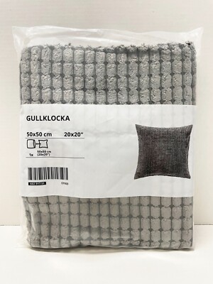 Ikea GULLKLOCKA Pillow cushion cover, chenille cotton 20x20 '' gray - NEW