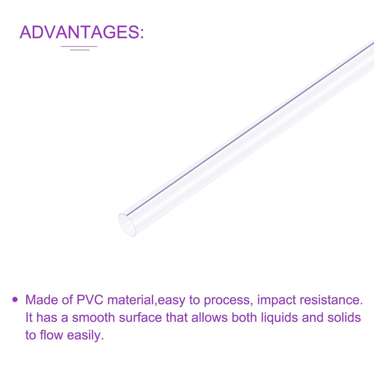 Tube PVC Transparent Dur - Diamètre Intérieur 30mm, Extérieur 32mm, Longueur 0.4m - Neuf - Marque Metallixity - Chine