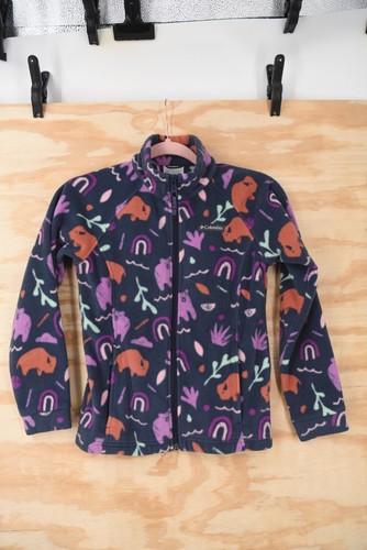 Columbia Full Zip Buffalo & Bear AOP Polar Fleece Jacket Girle Medium - Picture 11 of 12