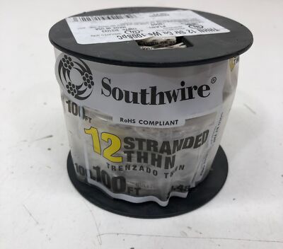 Southwire 12 Gauge White Stranded 100FT Copper THHN Wire New