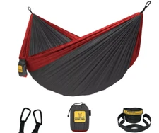 Wise Owl Outfitters Camping Portable Hammock Tree Straps Single Charcoal & Red